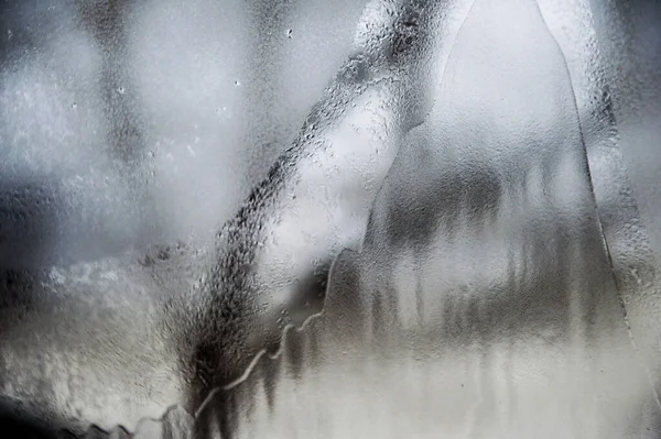 Ice on a window pane on a frosty day — Stock Photo, Image