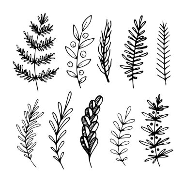 Tatil tasarımı için elementlerle hazırlanmış Noel karalamaları