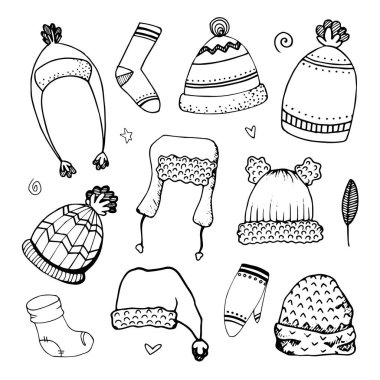 Tatil tasarımı için elementlerle hazırlanmış Noel karalamaları