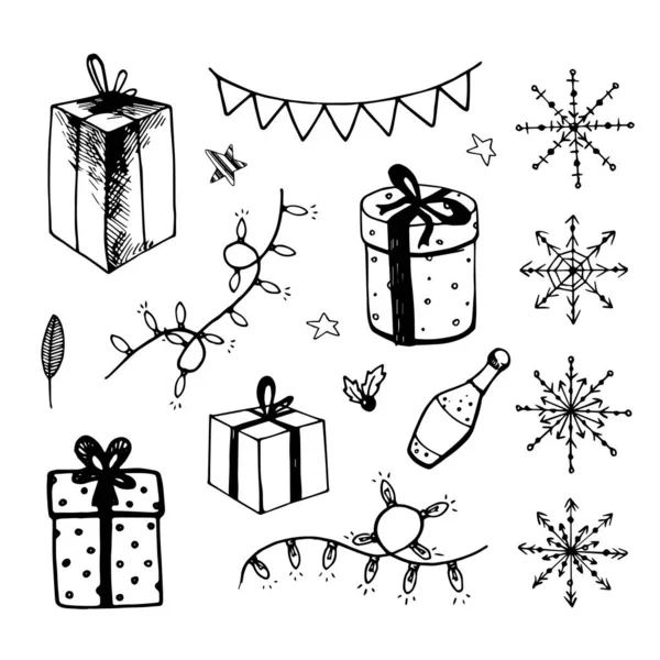 Karácsonyi firkák készlet elemeket ünnepek design — Stock Vector