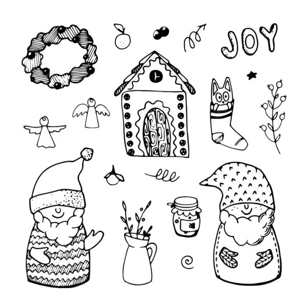 Weihnachtskritzelset mit Elementen für die Feiertagsgestaltung — Stockvektor