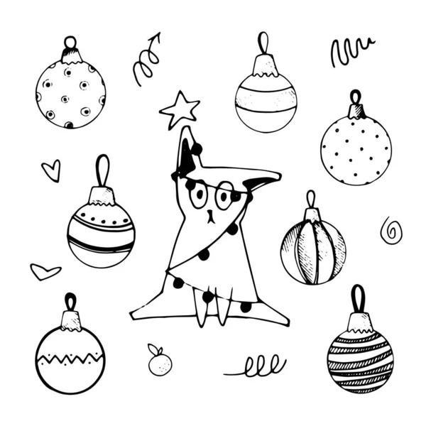 Christmas doodles set with elements for holidays design — Stock Vector