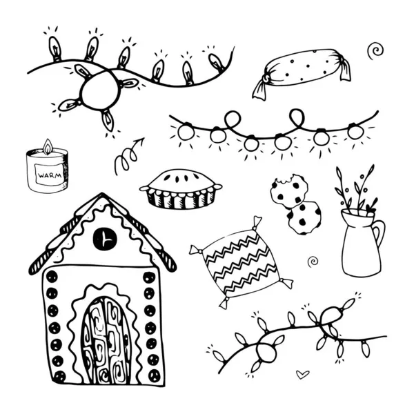 Weihnachtskritzelset mit Elementen für die Feiertagsgestaltung — Stockvektor