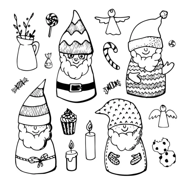 Set scarabocchi natalizi con elementi per il design delle vacanze — Vettoriale Stock