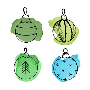 Tatil tasarımı için elementlerle hazırlanmış Noel karalamaları