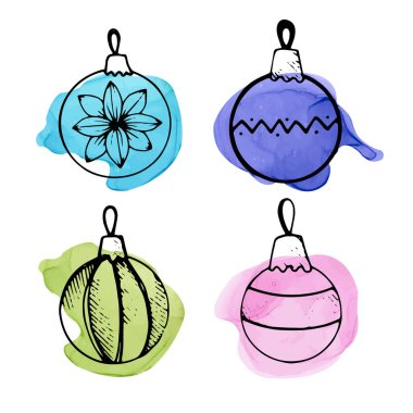 Tatil tasarımı için elementlerle hazırlanmış Noel karalamaları