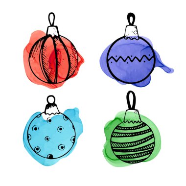 Tatil tasarımı için elementlerle hazırlanmış Noel karalamaları