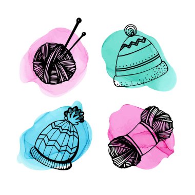 Noel karalaması seti şirin kış elementleriyle