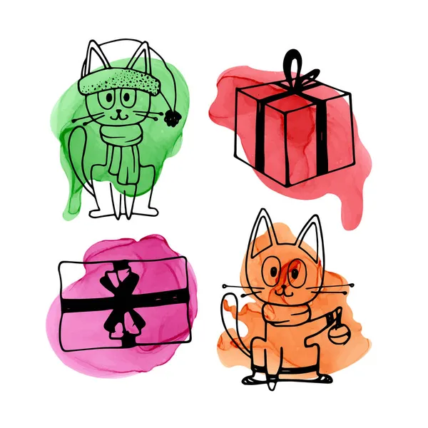 Χριστουγεννιάτικα doodle set με χαριτωμένα στοιχεία χειμώνα — Διανυσματικό Αρχείο
