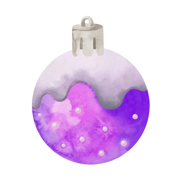Aquarel kleurrijke en feestelijke kerstbal decoratie — Stockvector