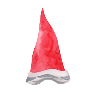 Beyaz arkaplanda suluboya renkli cüceler şapkası