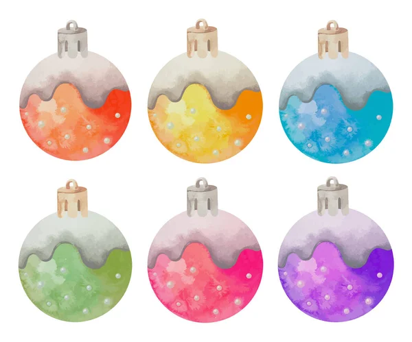 Акварель барвистий і святковий різдвяний м'яч прикраси — стоковий вектор
