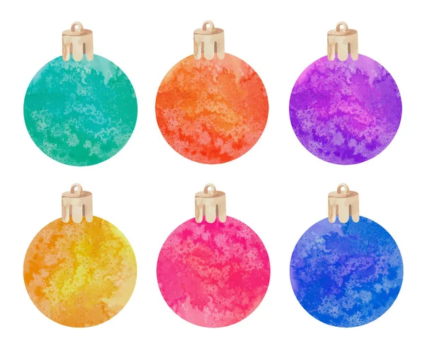 Akvarell színes és ünnepi karácsonyi labda dekoráció — Stock Vector