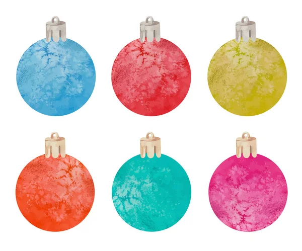 水彩カラフルでお祝いのクリスマスボールの装飾 — ストックベクタ