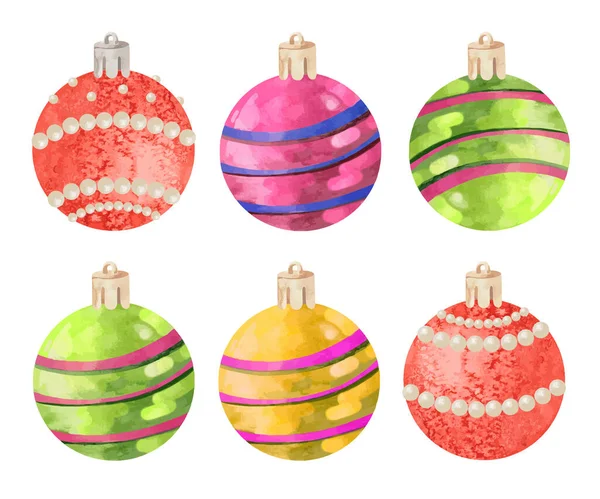 Décoration de boule de Noël colorée et festive aquarelle — Image vectorielle