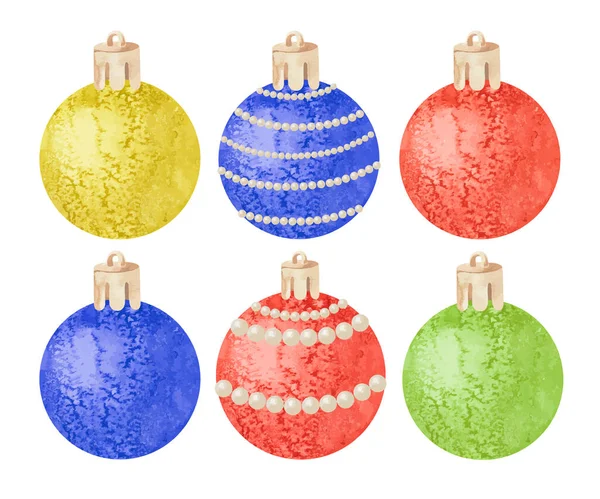 Décoration de boule de Noël colorée et festive aquarelle — Image vectorielle