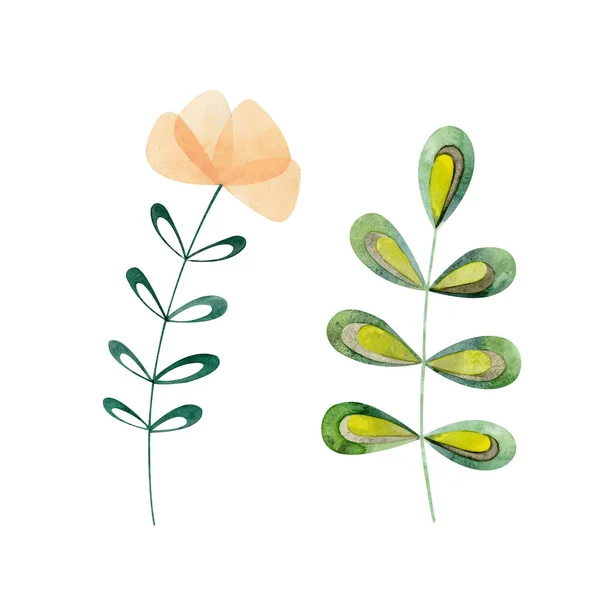 热带鲜叶水彩画 — 图库矢量图片