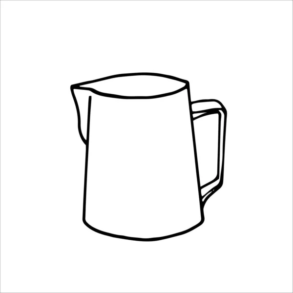 Milk frothing pitcher. Doodle element for design — Vetor de Stock