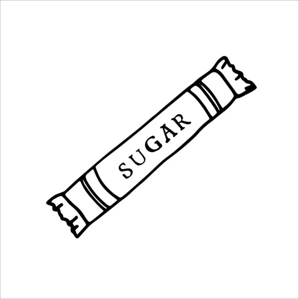 Portion paper bag of sugar. Doodle element for design — Vetor de Stock