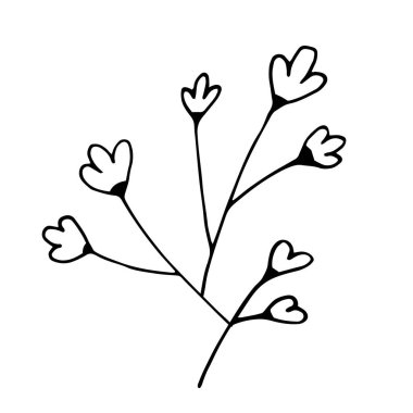 Çiçek elementleri tek satır biçiminde karalama seti