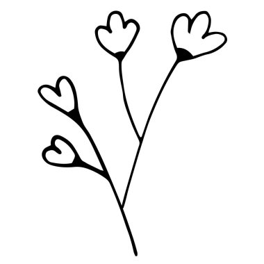 Çiçek elementleri tek satır biçiminde karalama seti