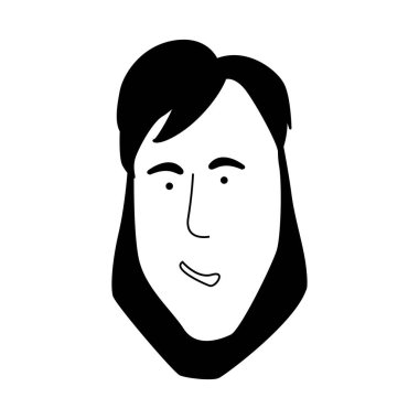 Sakallı adam. Hippi saç stilleri ve sakalları. Sakallı bir adam. Sakal bakımı reklamı için. Resim, poster, tuval ya da kağıt üzerindeki poster için vektör illüstrasyonu