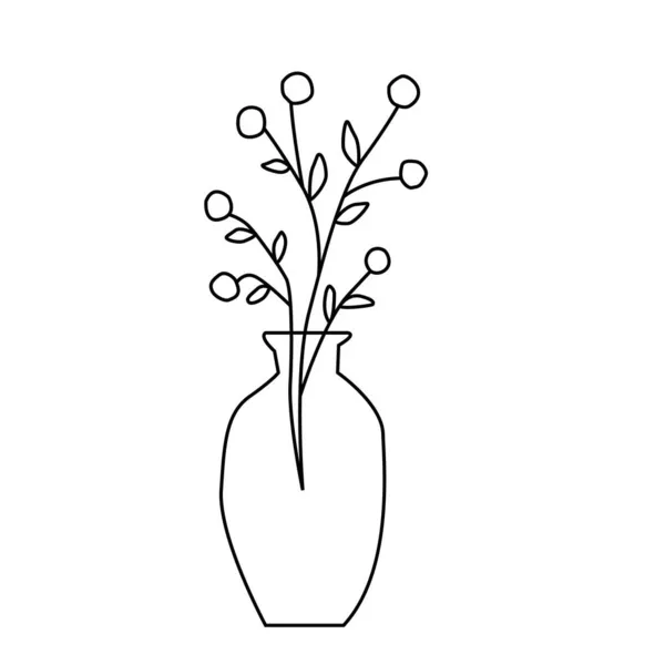 Vase Avec Des Plantes Illustration Vectorielle Stylisée Pour Cartes Postales — Image vectorielle