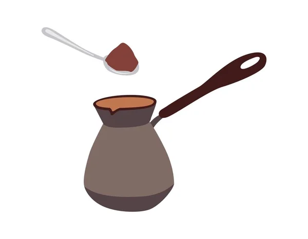 Kaffee Kochen Bei Einem Türken Vektorillustration Einer Kaffeemaschine Mit Einem — Stockvektor