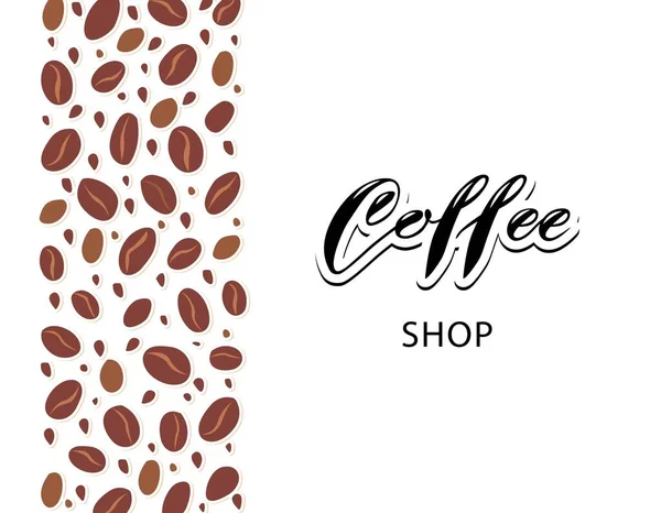 文字付きコーヒー豆の概念 — ストックベクタ