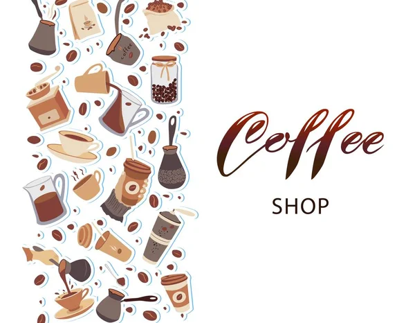 Schriftzug Kaffee Konzept Vorlage Für Shop Branding Oder Café Einladung — Stockvektor