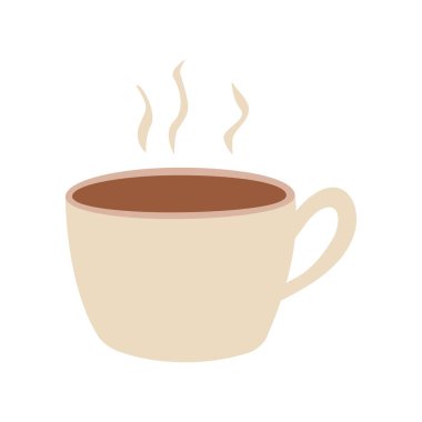 Vektör çizimi. Buharlı bir fincan kahve. Düz stil. Kafeterya, afişler, afişler, mağazalar, kartpostallar için tasarım.