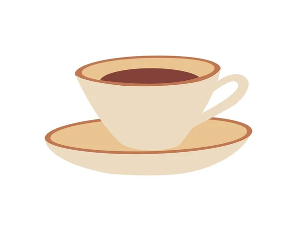 Vector Illustration Cup Coffee Saucer Flat Style Design Cafeteria Posters — Stockvektor