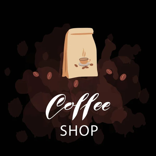 Banner Para Café Saco Papel Café Com Letras Cartaz Com —  Vetores de Stock