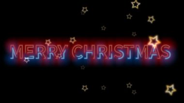 Mutlu Noeller mesajı nion kırmızı, mavi renk siyah arkaplan ve yıldızlar düşüyor