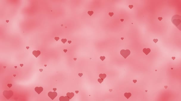 Abstract Red Hearts Dark Red Background — Video Stock