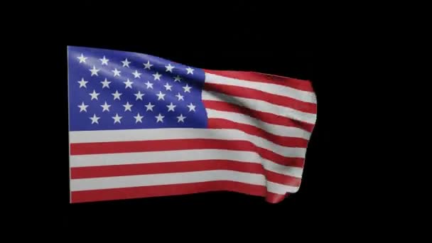 Close United States Flag Alpha Channel Fps — Stock Video