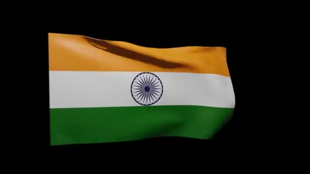 Close Indian Flag Alpha Canal — Vídeo de Stock
