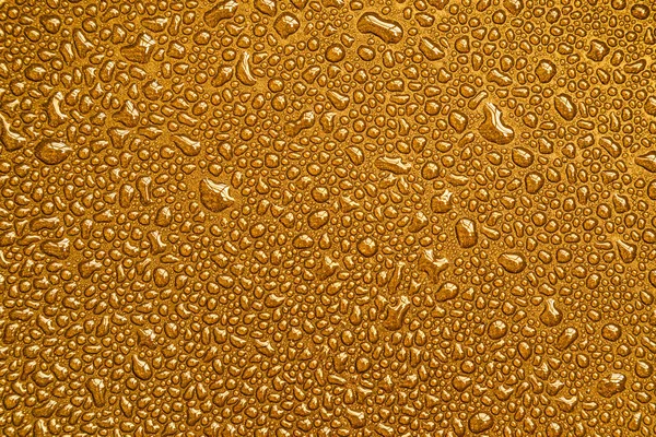 Gotas Gotas Bolhas Contas Gotas Água Superfície Brilhante Ouro Monocromático — Fotografia de Stock