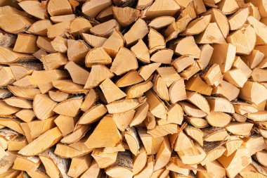 Güzel arkaplan, arkaplan ya da canlı, parlak ve renkli yığın ya da güneşli bir günde odun ya da odun yığını