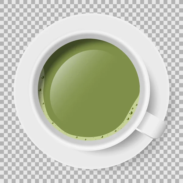 Xícara de chá verde no fundo transparente — Vetor de Stock