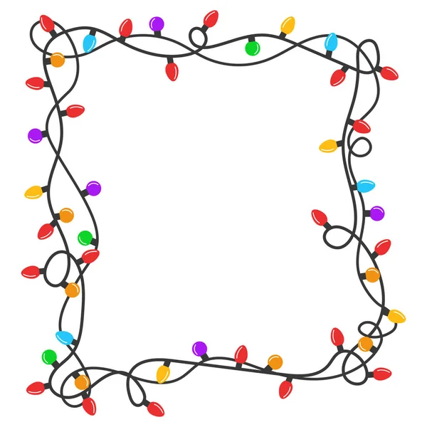 Weihnachten Glühbirne quadratischen Rahmen — Stockvektor