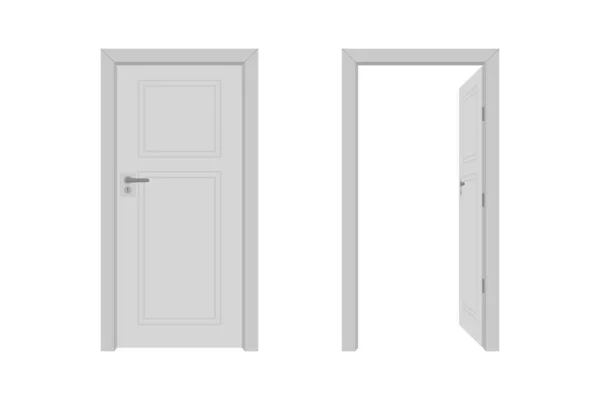 Moldura branca da porta aberta e fechada — Vetor de Stock