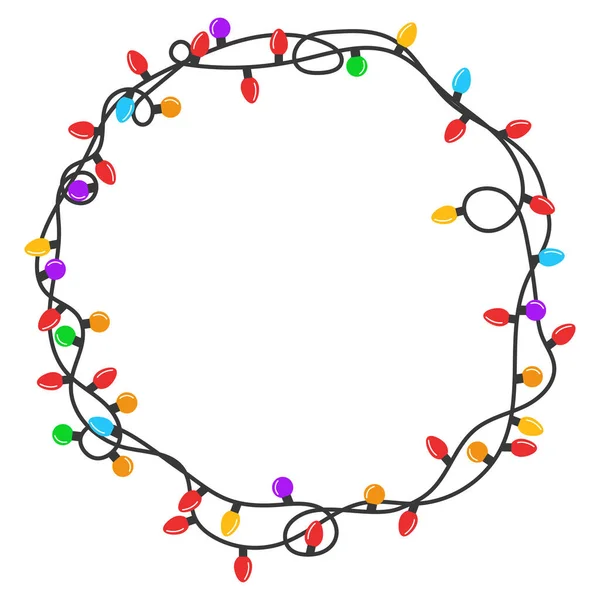 Vánoční žárovka kulatý rám — Stockový vektor