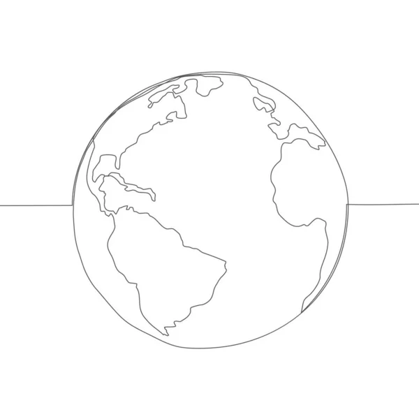 Kontinuierliche Linienzeichnung der Erde — Stockvektor