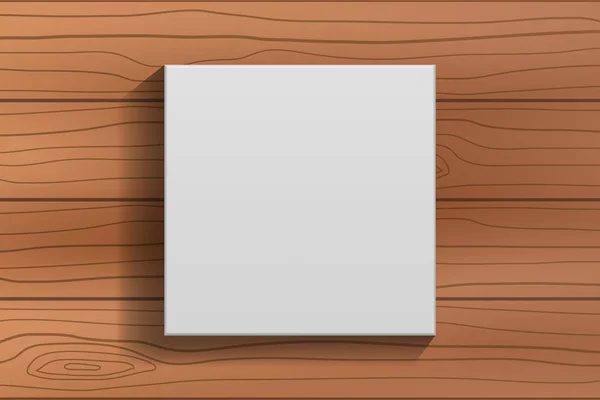 White Blank Canvas Frame Brown Wooden Floor Background Vector Illustration — Wektor stockowy