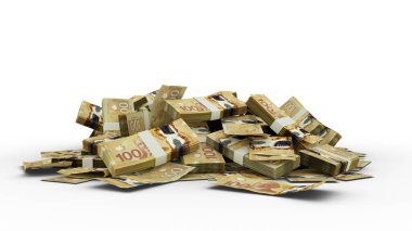 Beyaz arka planda izole edilmiş 100 Kanada Doları destesi