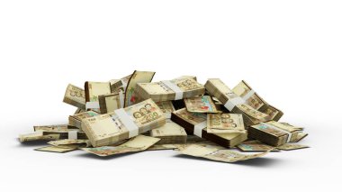 Beyaz arkaplana izole edilmiş 200 Boliviano 'luk 3D yığın