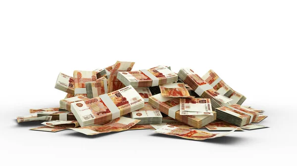 Isolated Stack 5000 Russian Ruble Notes — Stock Photo, Image