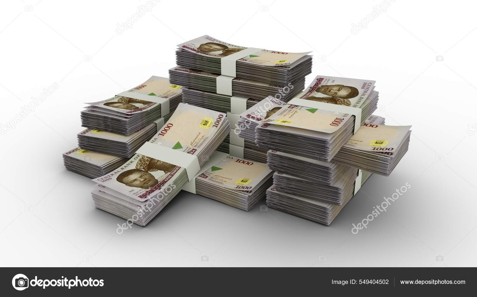 Stack 1000 Nigerian Naira Notes Rendering Bundles Banknotes Stock Photo stack-1000-nigerian-naira-notes-rendering-bundles-banknotes-stock-photo