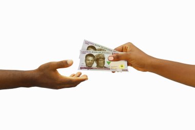 3D el verince Nijerya Naira 'sı başka bir ele geçti. El alımı parası